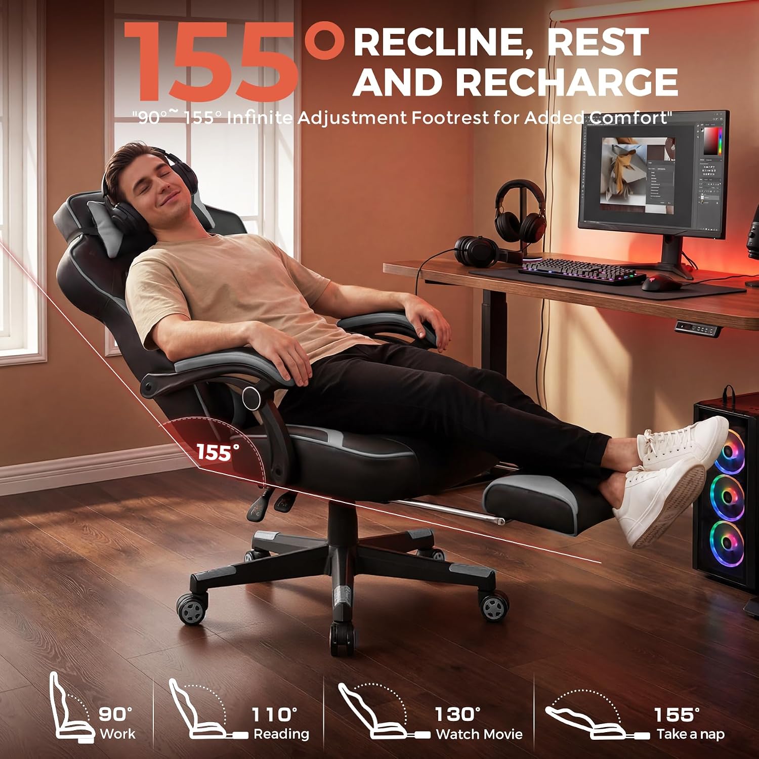 Thumbnail 6 de GTPLAYER Gaming Chair, 350-Pound Capacity