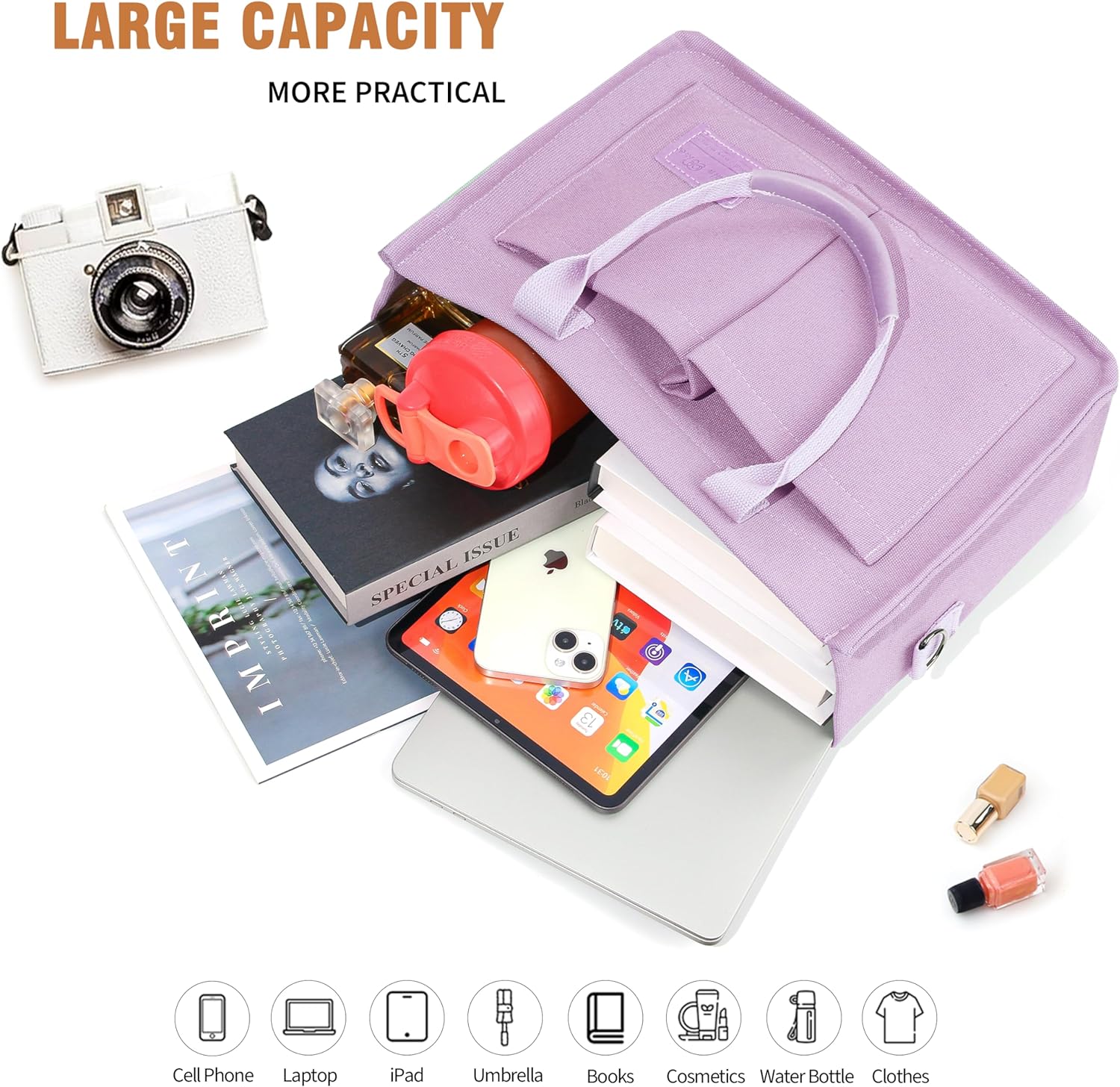 Thumbnail 4 de Captain Blues Canvas Tasche Damen – große Tote Bag mit Fächern für Uni, Schule & Arbeit