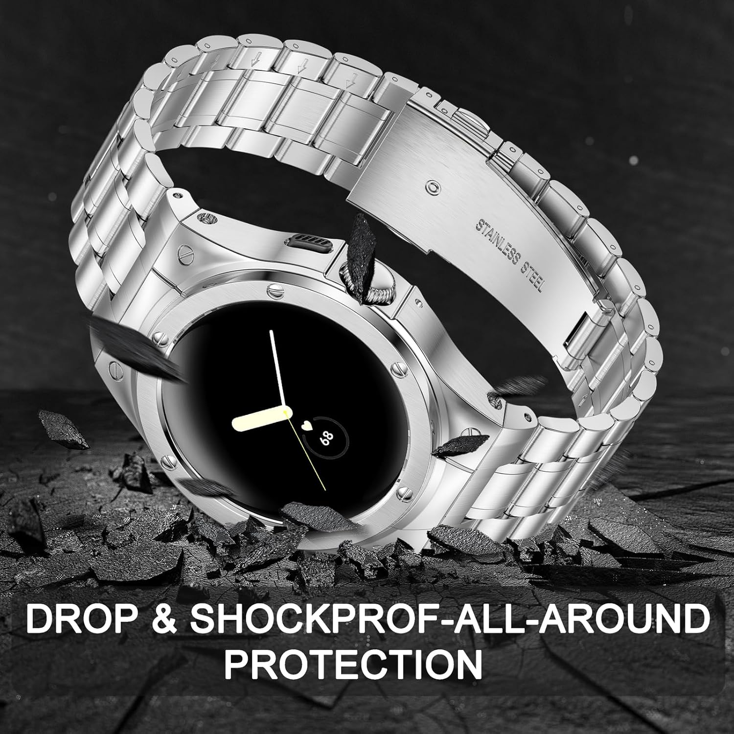 Thumbnail 4 de SUPLINK Stainless Steel Case and Bands for Google Pixel Watch — 45mm/41mm compatibility, 316L steel, adjustable metal strap
