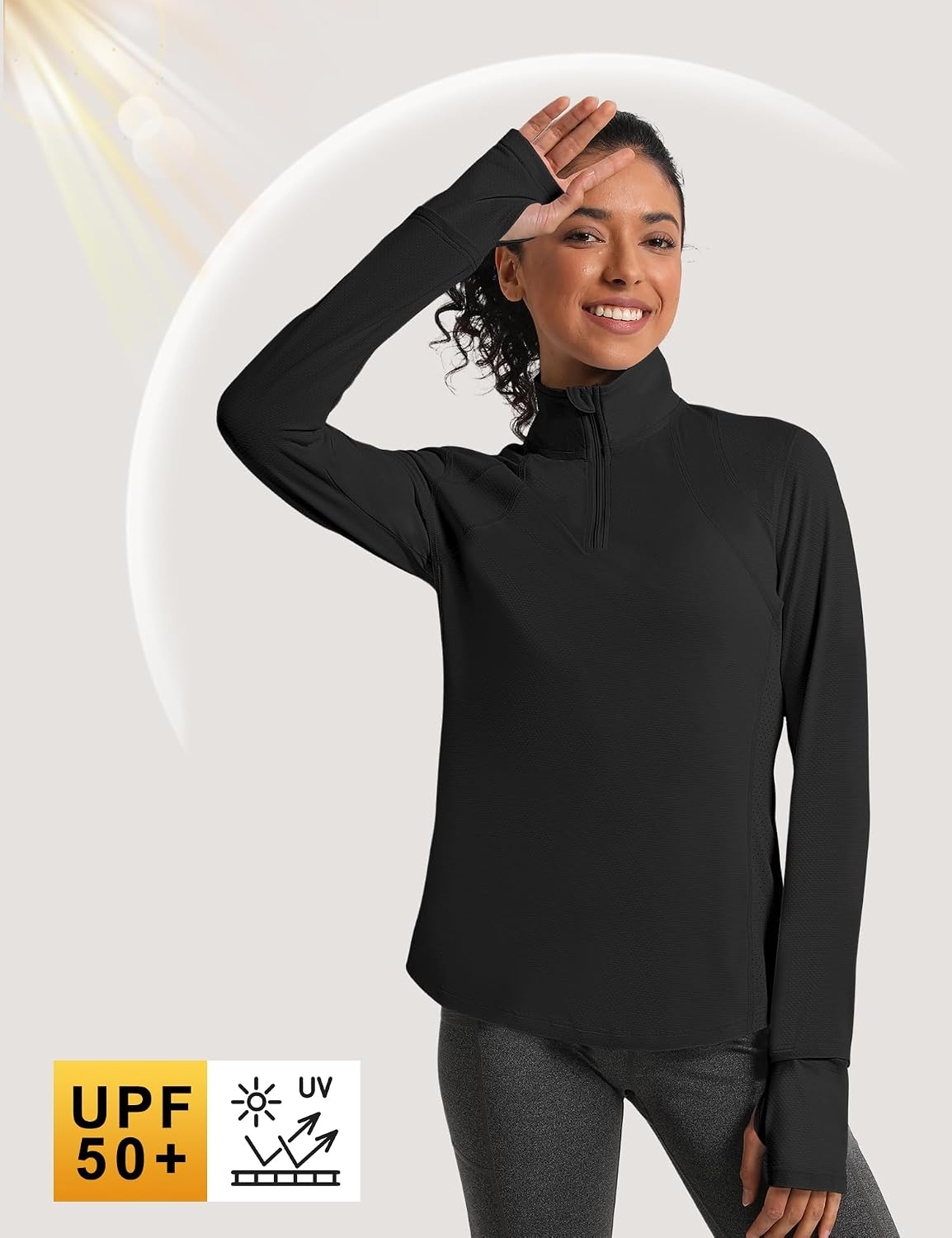 Detalle 2 de IECCP Women’s Long Sleeve Golf Shirt 1/4 Zip with UPF 50+ Sun Protection