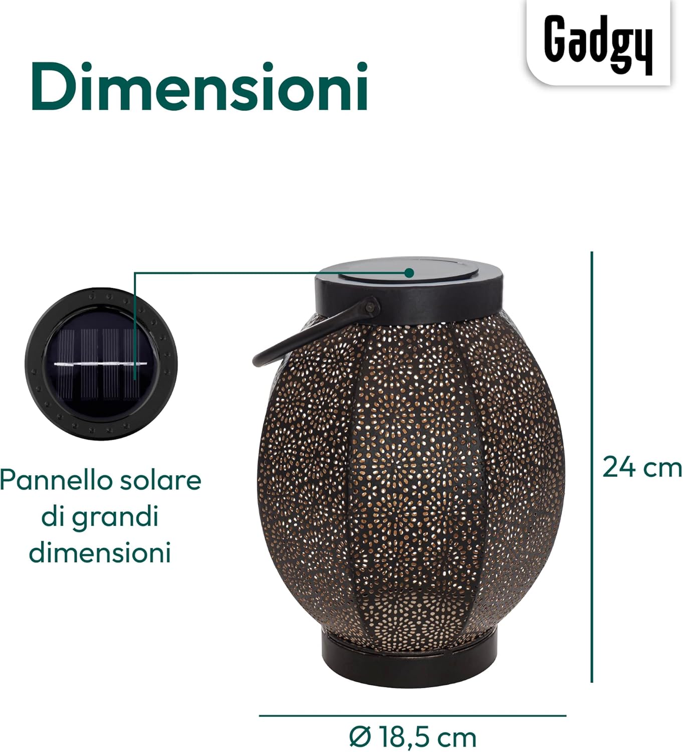 Thumbnail 2 de Gadgy Lanterna Solare da Esterno Fiore in metallo nero e oro (IP65) a LED