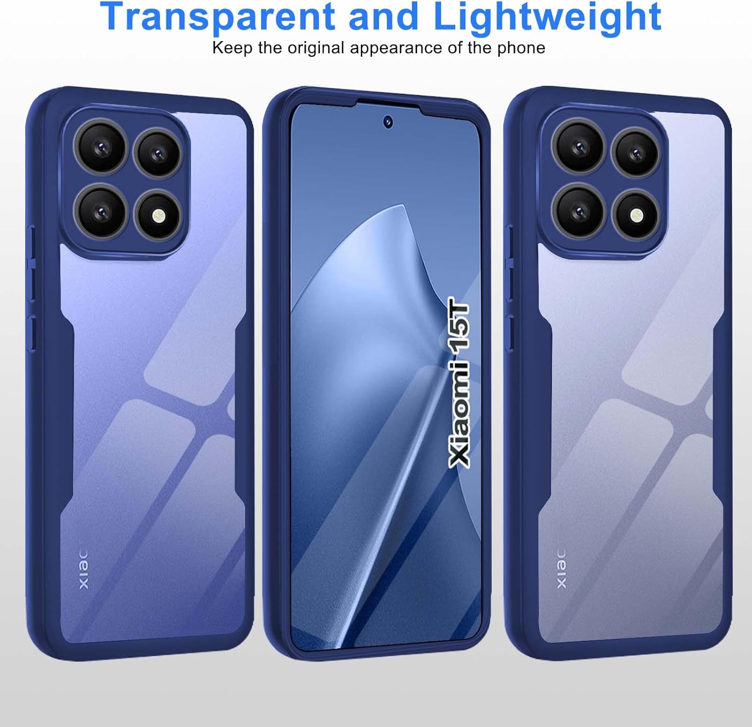 Thumbnail 6 de WeiCase Hülle für Xiaomi 15T – Transparent, 360° Rundumschutz, Integrierter Displayschutz, Blau