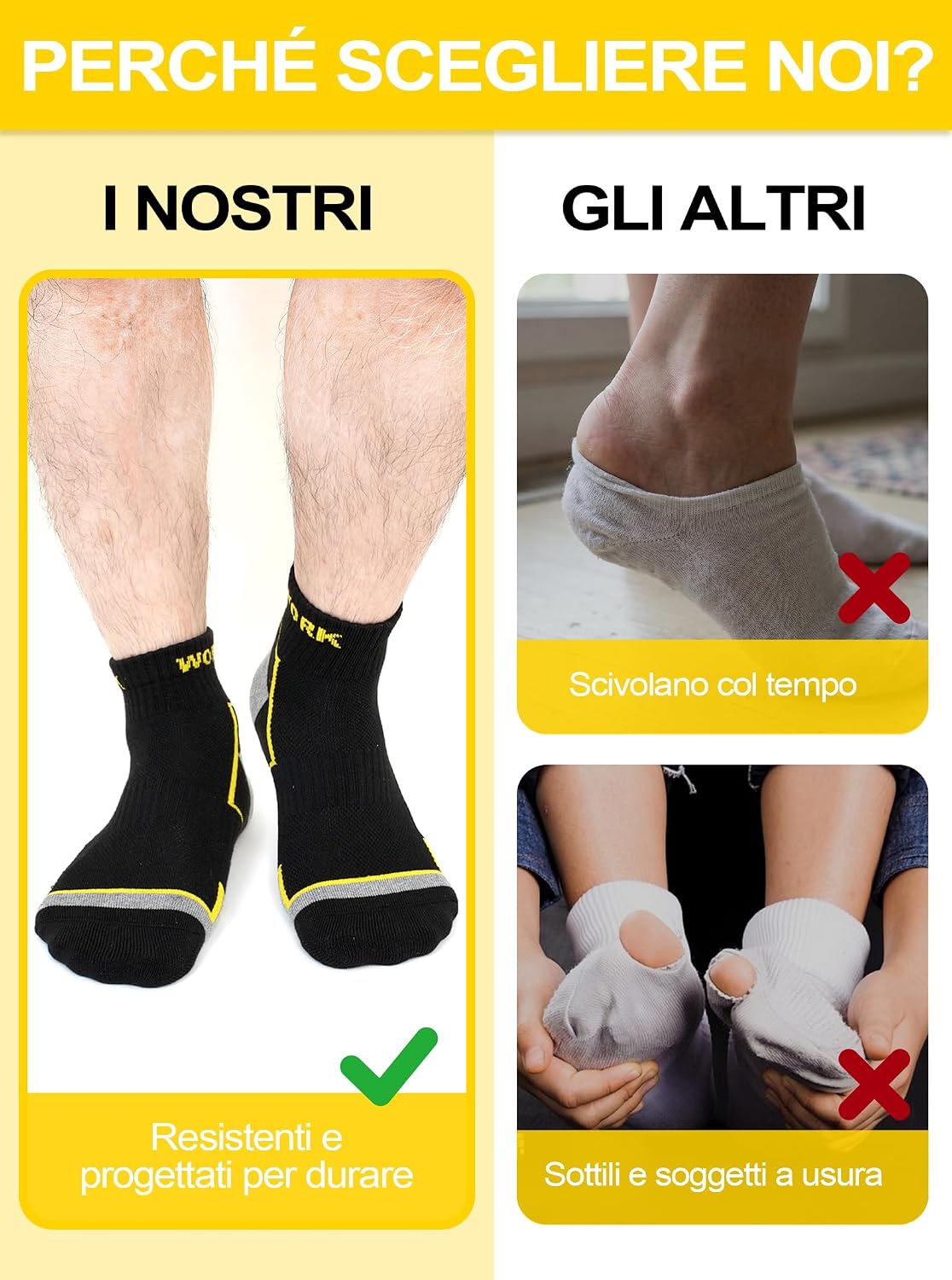 Detalle de ZFSOCK Calze da Lavoro Uomo e Donna: Calzini Traspiranti con Suola Rinforzata e Punte Senza Cuciture