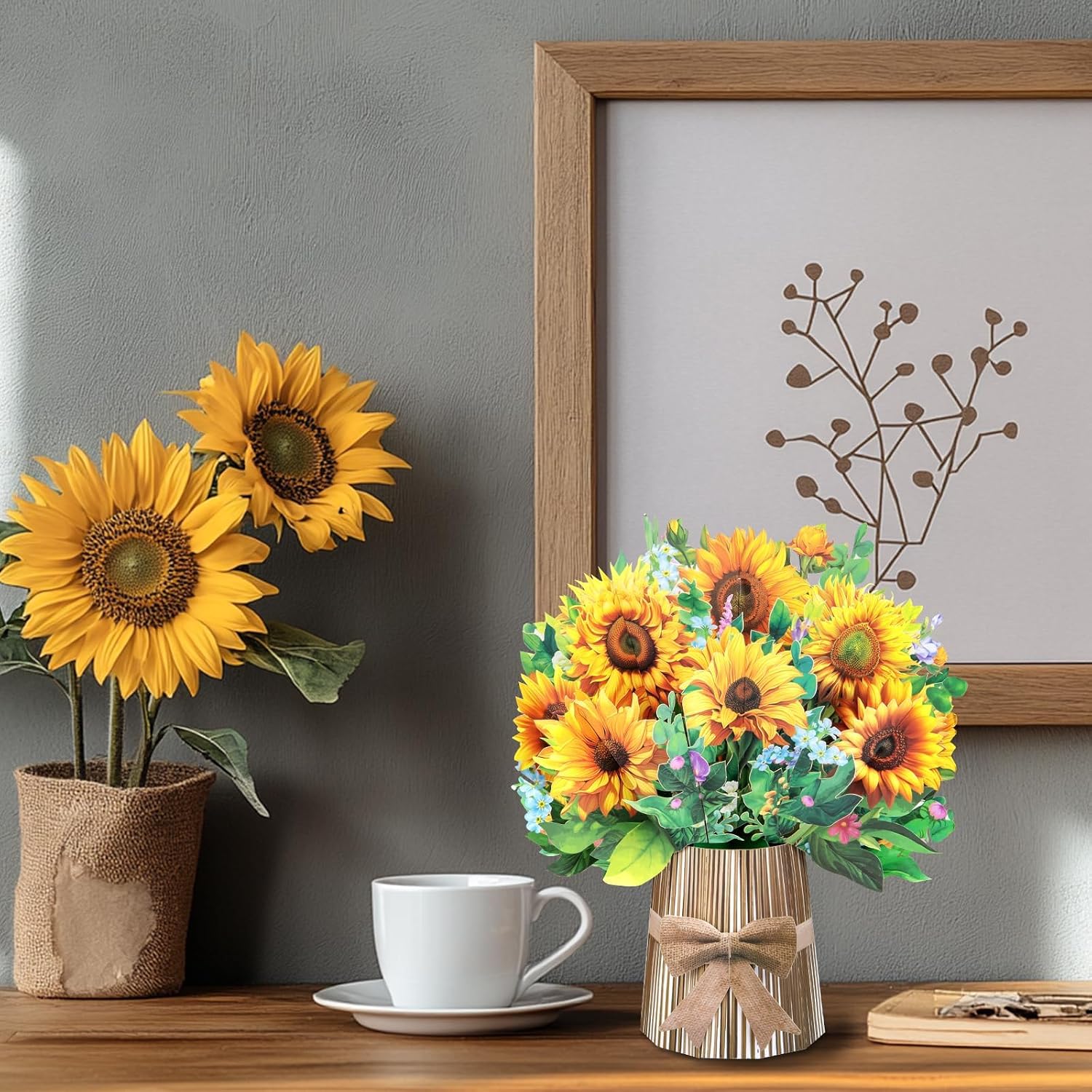 Detalle 2 de Sunflower Big Pop Up Card – 13-Inch Paper Flower Bouquet