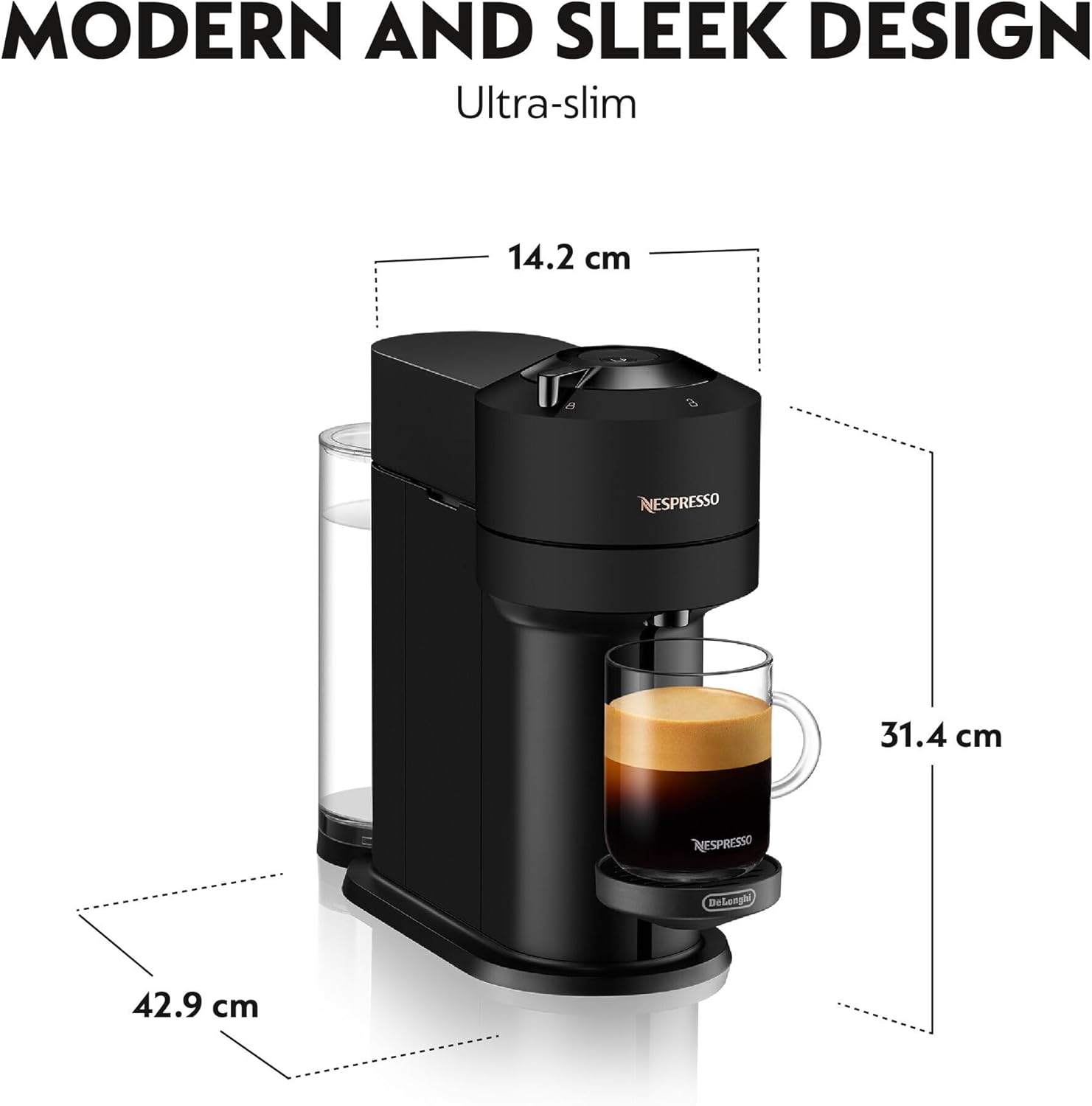 Thumbnail 5 de Nespresso Vertuo Next ENV120.BM (Matt Black) capsule coffee machine with 5–7 cup sizes