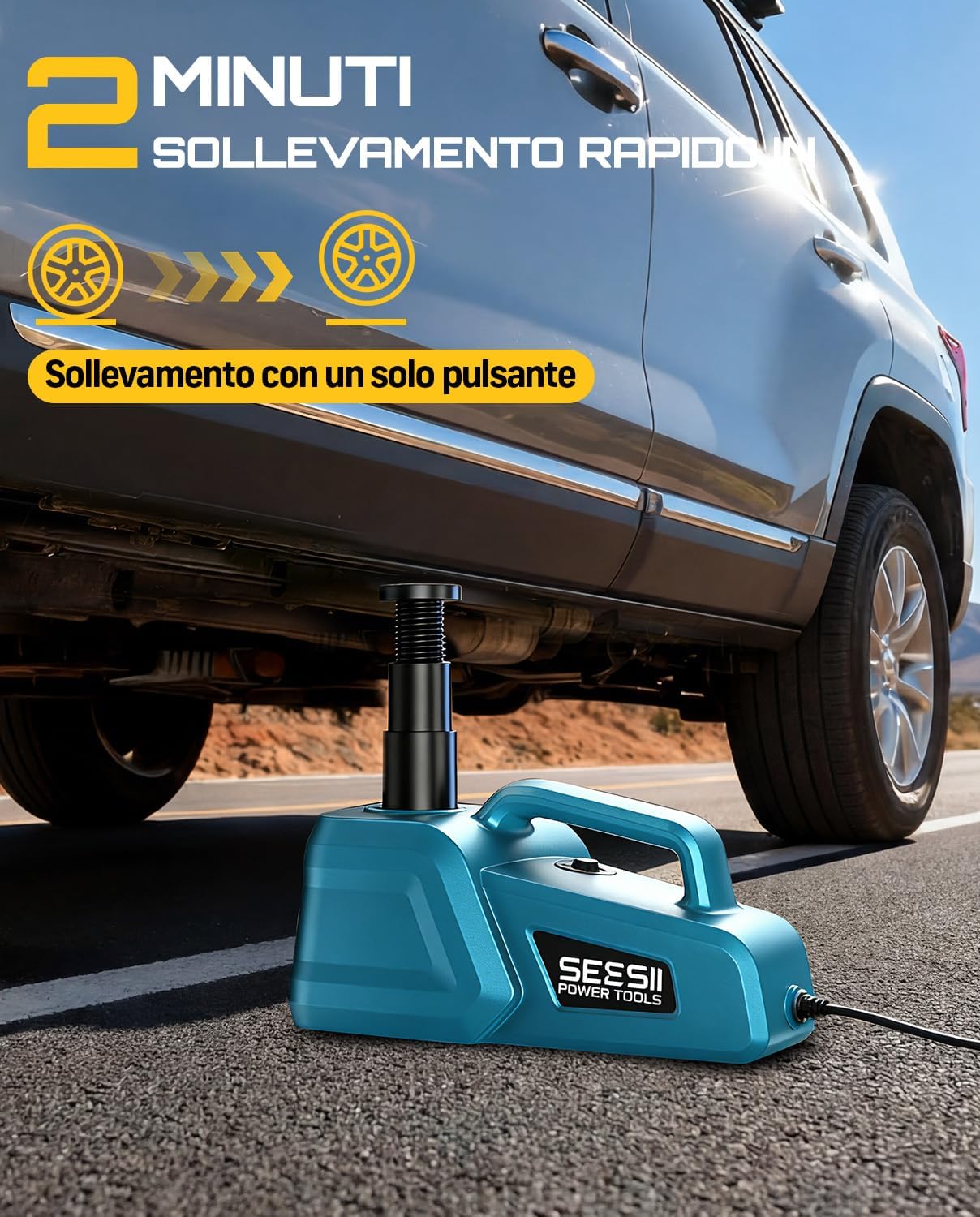 Thumbnail 3 de SEESII Cric hydraulique 12V 5 tonnes (3 tonnes) avec télécommande — amplitude de levage 15,5 à 45 cm