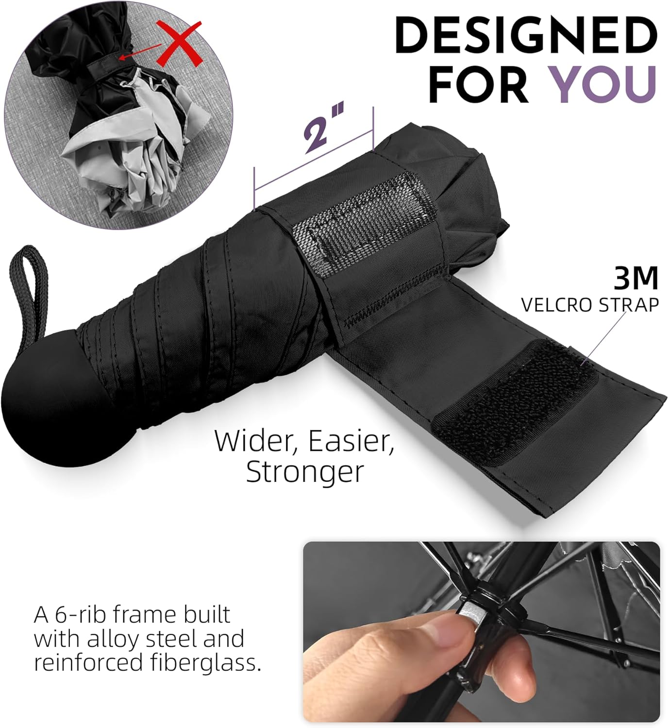 Detalle de LILAC Mini Umbrella with Capsule Case – Compact UV Protective Parasol for Everyday Carry