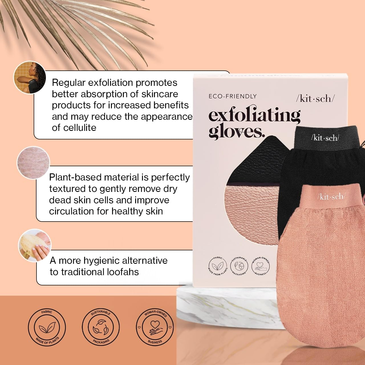 Detalle de Kitsch Exfoliating Gloves 2pc Korean mitt
