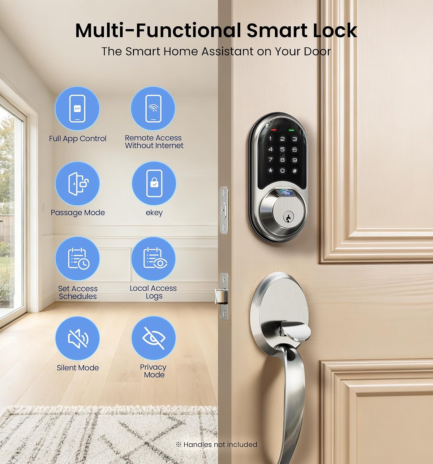 Detalle 2 de Veise Fingerprint Smart Deadbolt, Satin Nickel