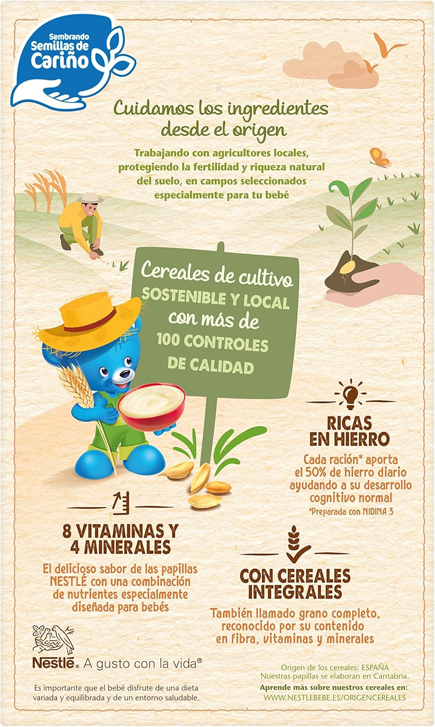 Detalle de Nestlé Papilla 8 Cereales con Cacao 🍫 6x475g