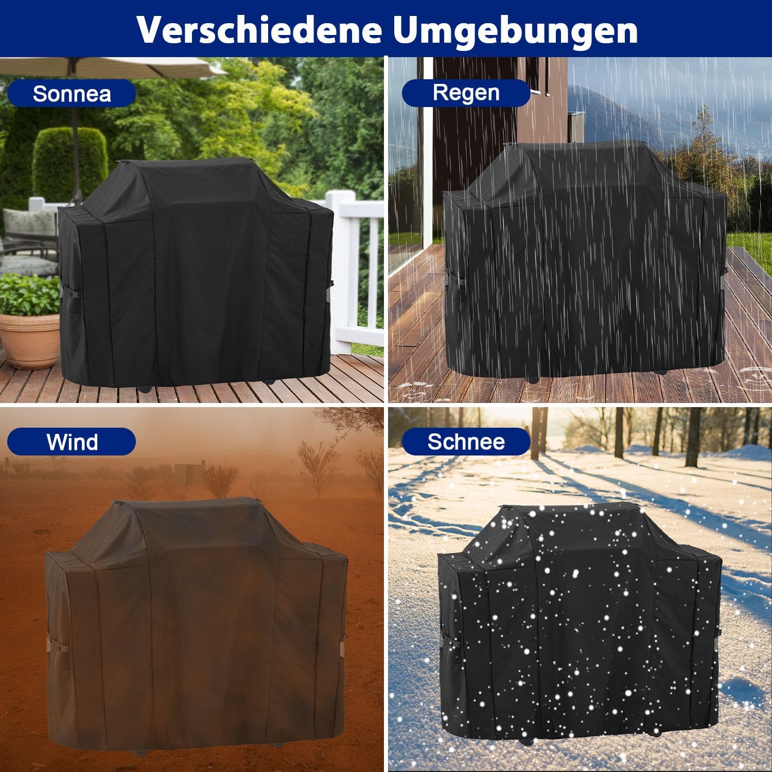 Detalle 2 de Abdeckhaube Wetterschutzhülle für Rösle VIDERO G4/G4-S Gasgrill – 600D Oxford, wasserdicht