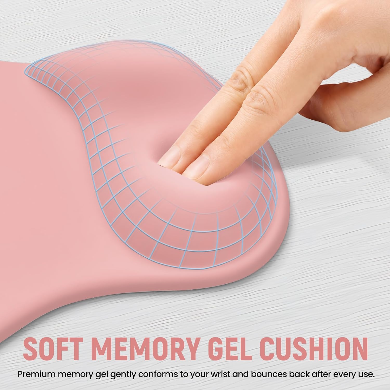 Detalle de ZapDesk ZD015 Ergonomic Mouse Pad with Gel Wrist Rest, Pink, 10.2 x 7.6 in