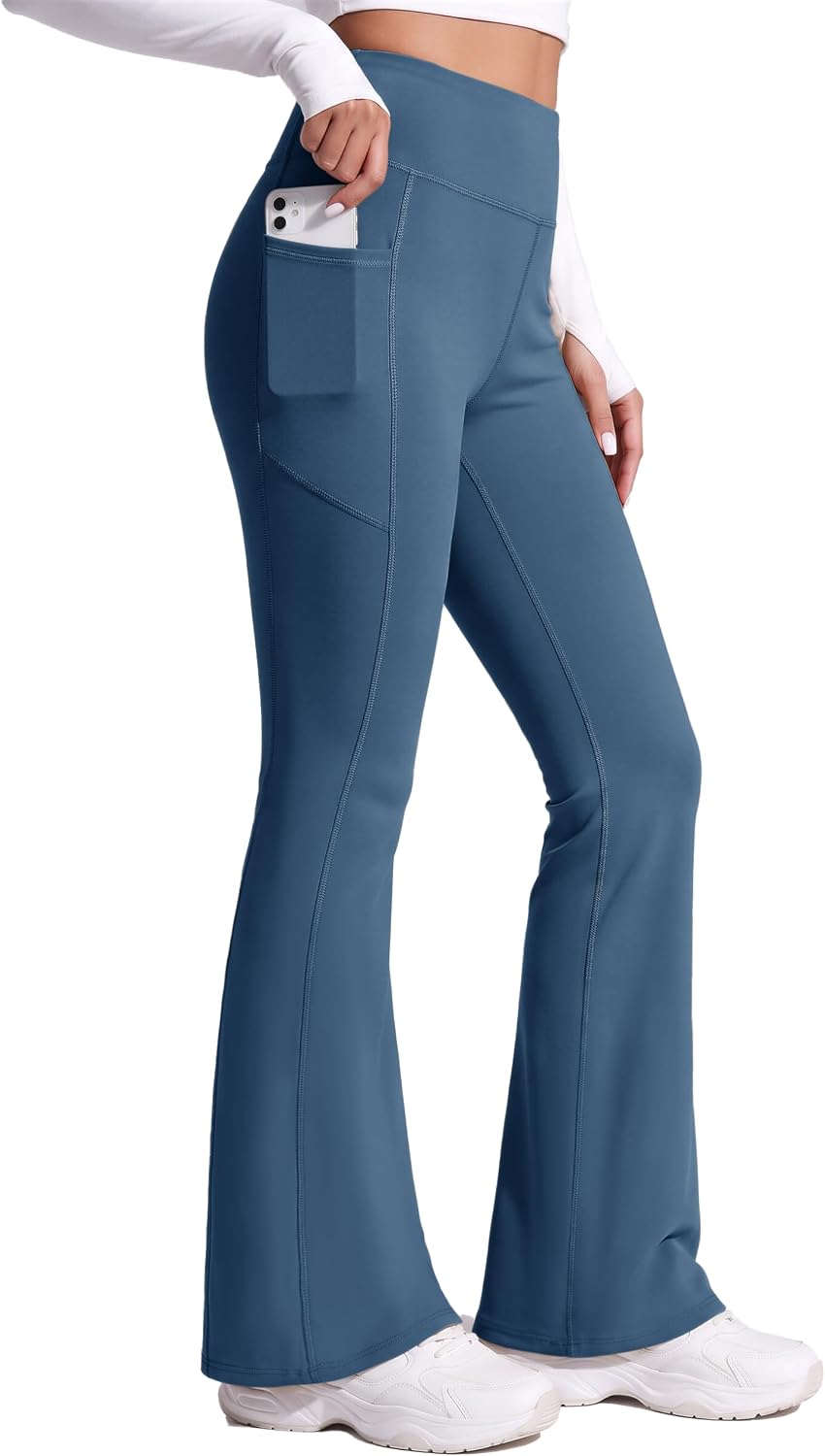 Detalle de MAGCOMSEN Women's Flare Leggings, Fleece-Lined