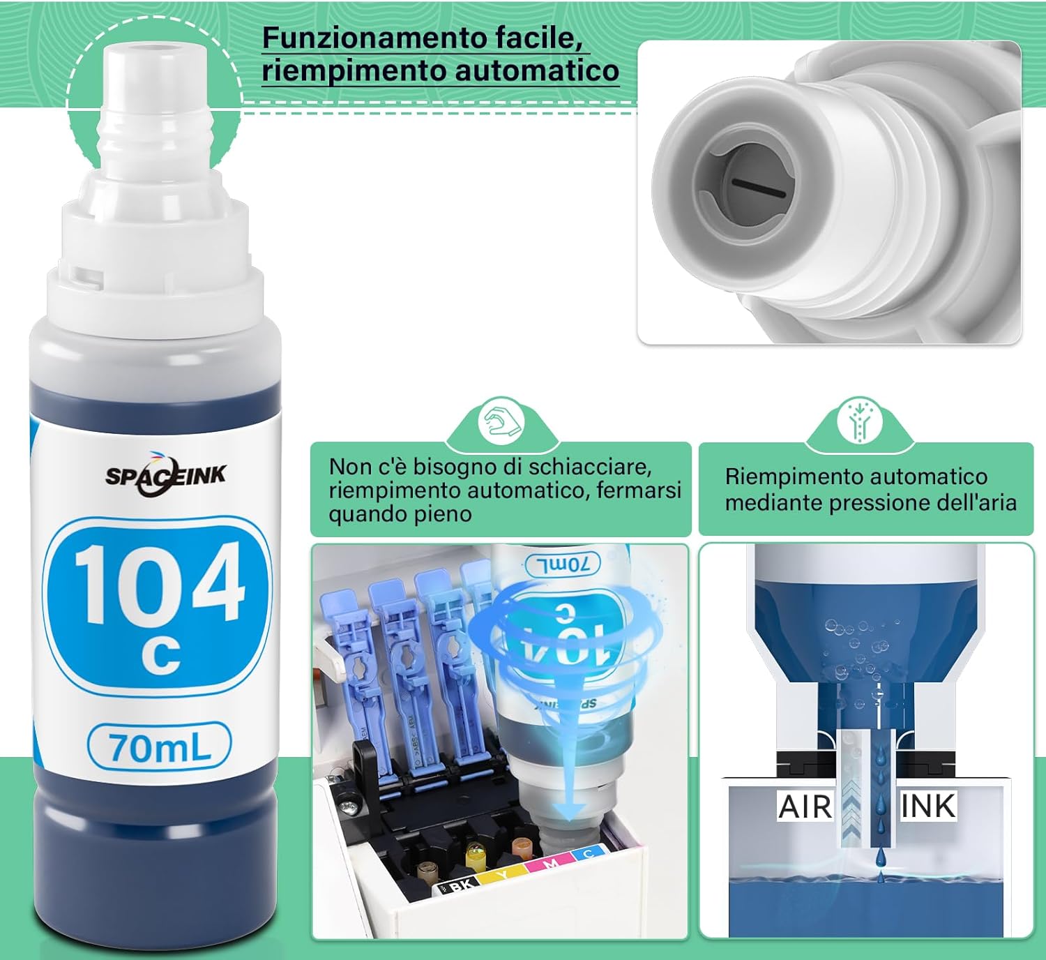 Thumbnail 1 de Spaceink Inchiostro 104 5x70 ml 🖨️