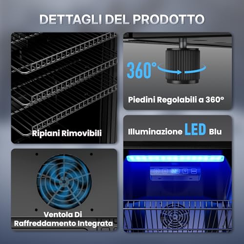 Thumbnail 6 de TRIUMPHKEY Frigorifero per Bevande 90 L con Porta in Vetro – 128 lattine, regolabili, LED