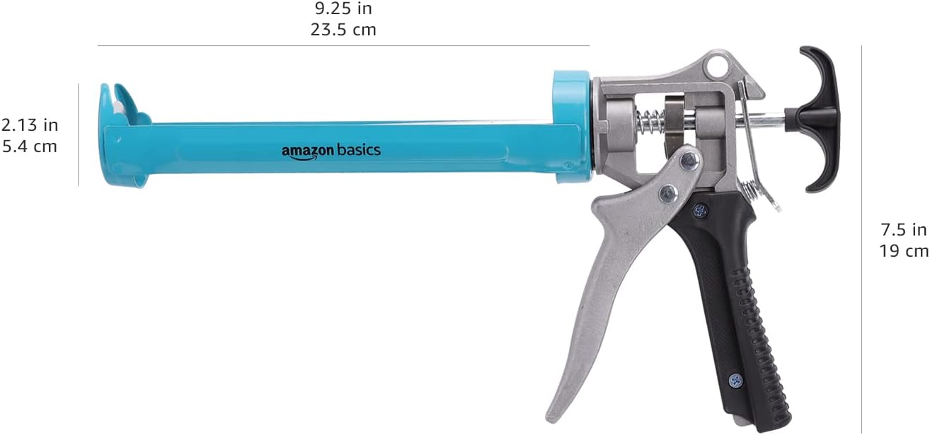 Detalle de Amazon Basics Pistolet à calfeutrer robuste pour mastic – 310 ml, 12:1, poignée en aluminium
