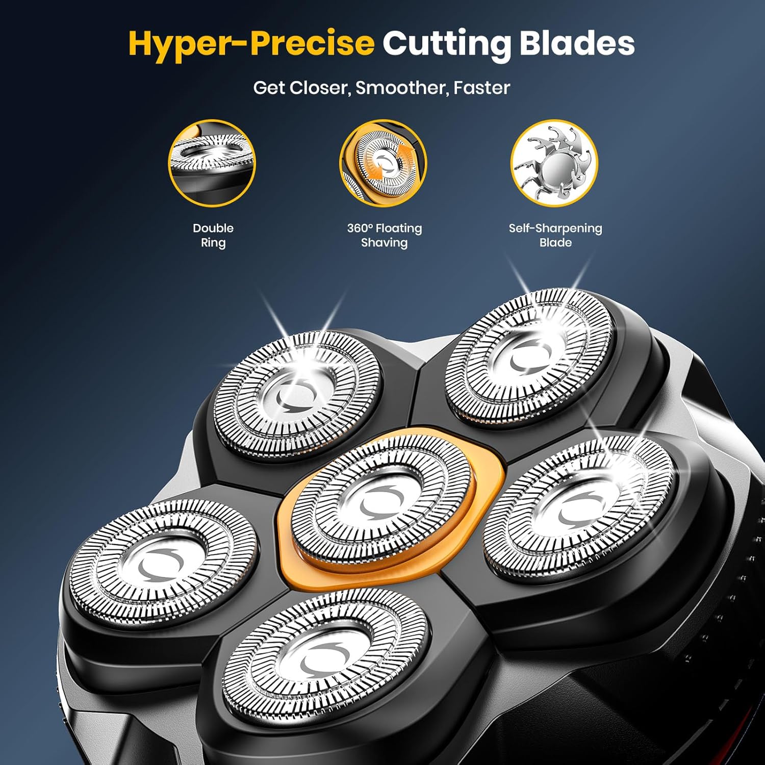 Detalle de TLMUSE Head Shaver for Men with Magnetic Detachable Head, IPX7 Wet/Dry Shaving and LED Display