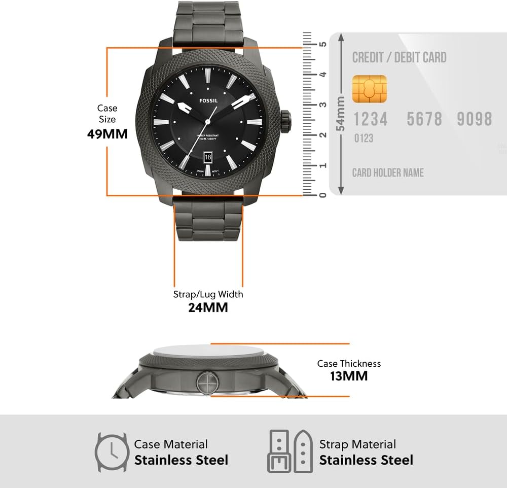 Thumbnail 6 de Fossil Machine Herrenarmbanduhr: 3-Zeiger-Quarz mit Datumsanzeige, 100 m wasserdicht