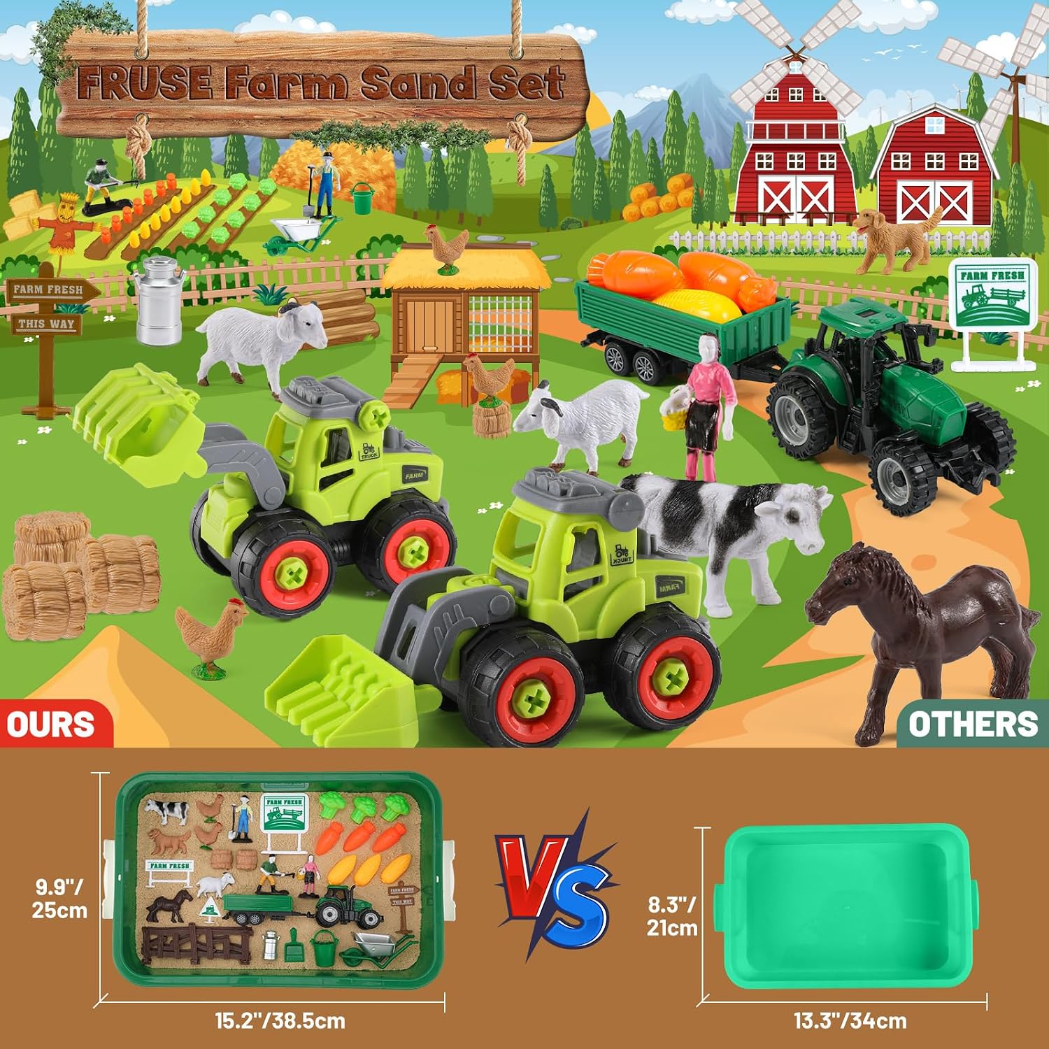 Thumbnail 1 de FRUSE Bauernhof-Sandspielset mit 1 kg Magic Toy Sand, Traktoren & Bauernhof-Zubehör für Kinder ab 3 Jahren