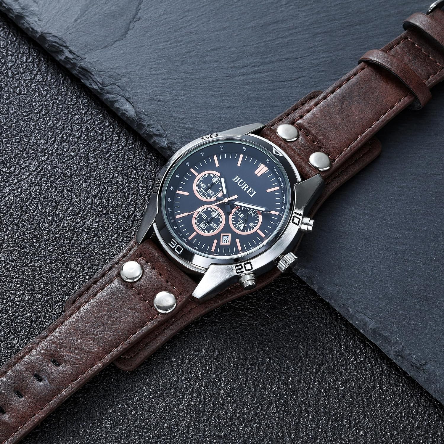 Thumbnail 4 de BUREI Montre chronographe Vintage