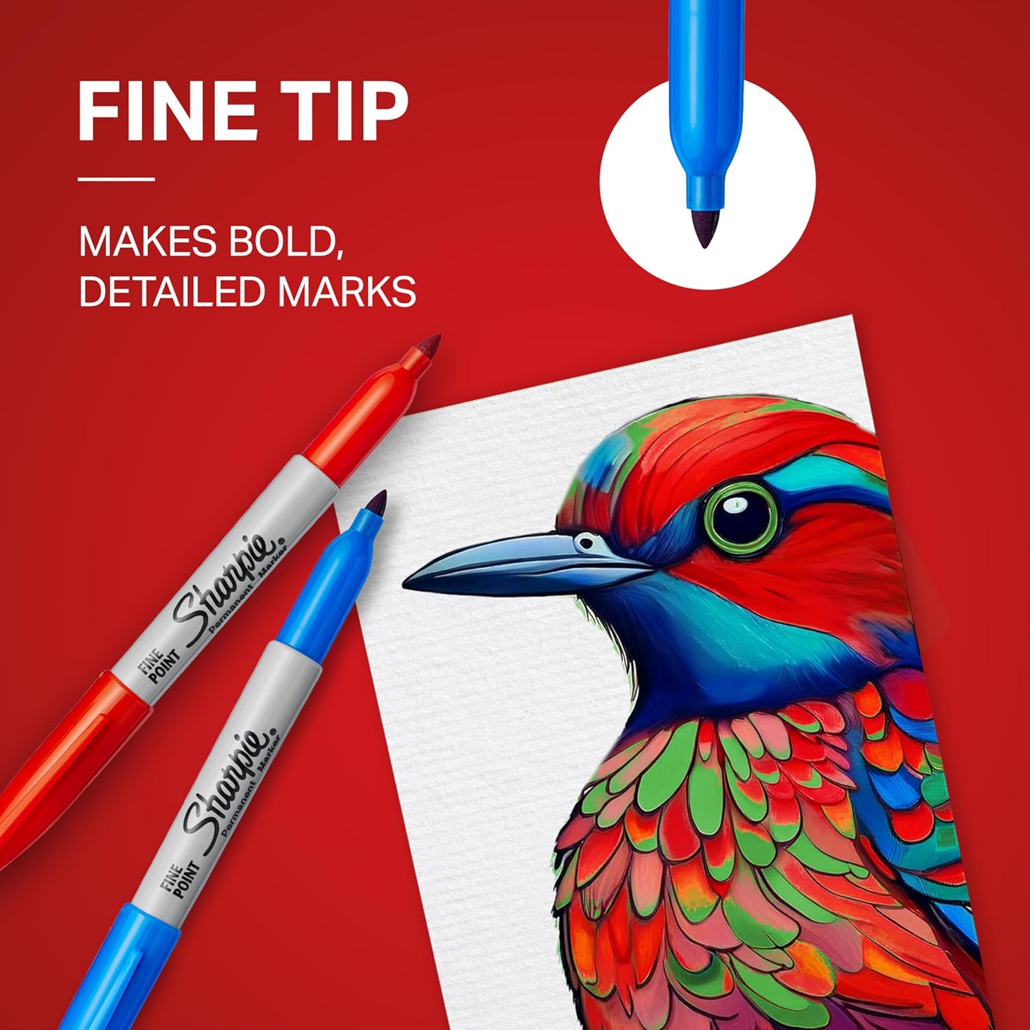 Detalle de Sharpie Permanent Markers, Fine Point, Black Ink – 24 Markers for Bold Details