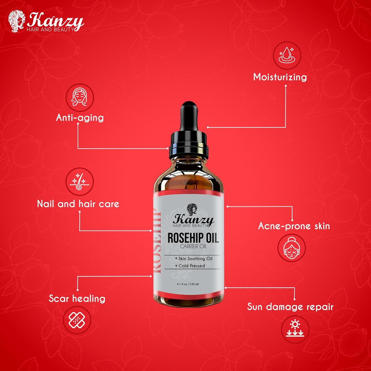 Thumbnail 6 de Kanzy Aceite Rosa Mosqueta Puro 120ml 🌹 Para Cicatrices y Piel