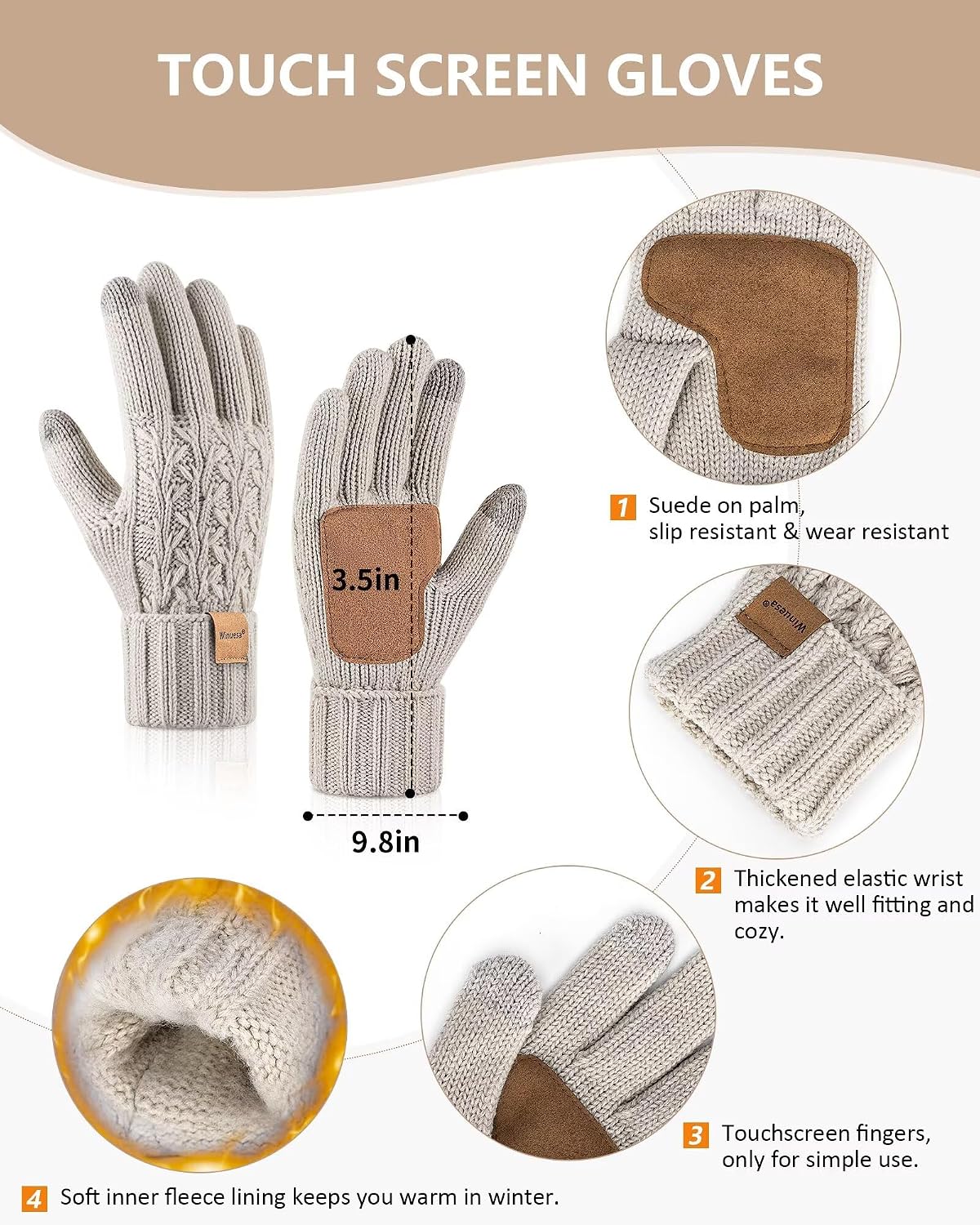 Detalle de Winuesa Women's Winter Hat, Scarf, and Gloves Set, 3-in-1