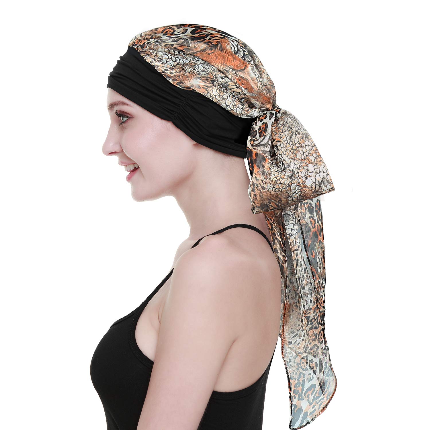Detalle 2 de FocusCare Damen Chemo-Turban, Mütze/Schal-Kopfbedeckung gegen Haarausfall – Bambus-Viskose
