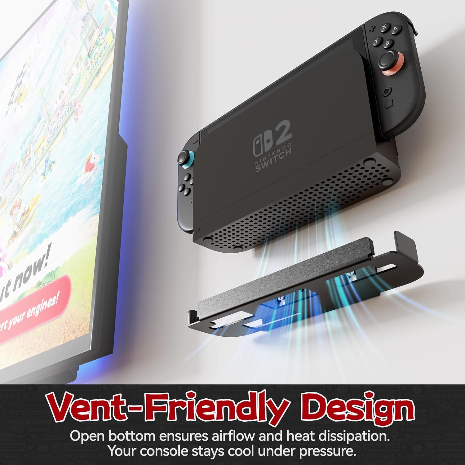 Thumbnail 3 de sciuU Wandhalterung für Nintendo Switch 2 Dock – 1,5 mm Edelstahl, kratzfest, mit Lüftung