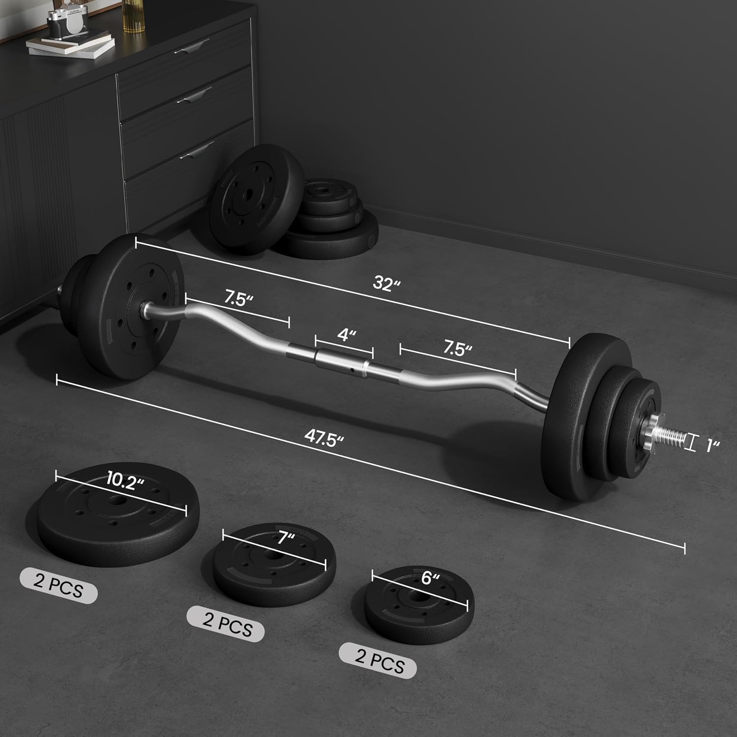 Detalle 2 de Yaheetech EZ curl bar weight set