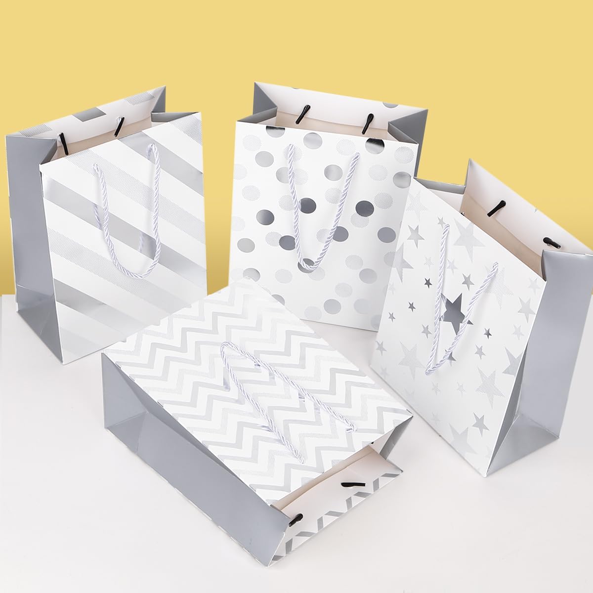 Thumbnail 2 de 12pcs 9in Gift Bags Silver