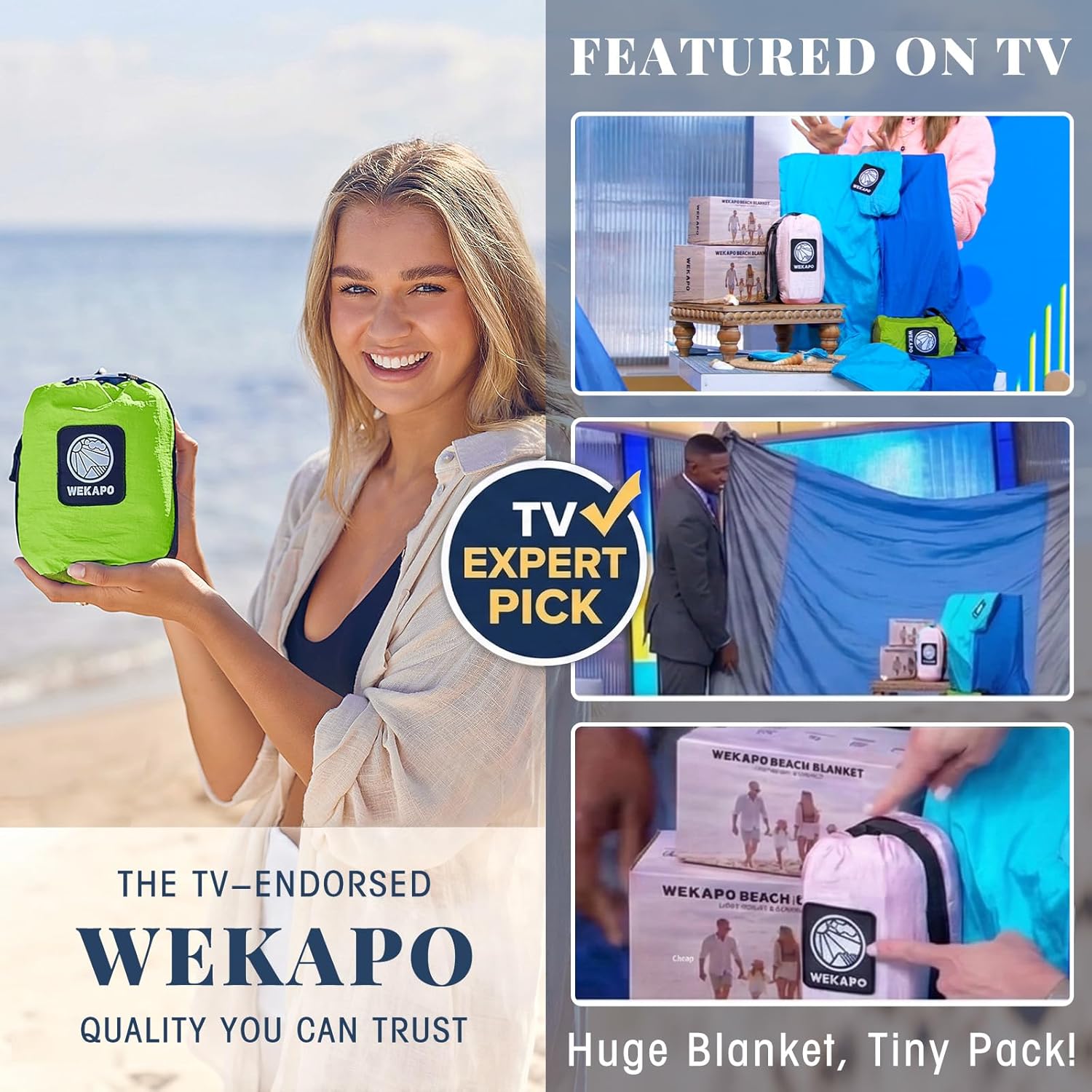 Thumbnail 6 de WEKAPO Sandproof Waterproof Beach Blanket (Extra Large, Ripstop Nylon) with Stakes