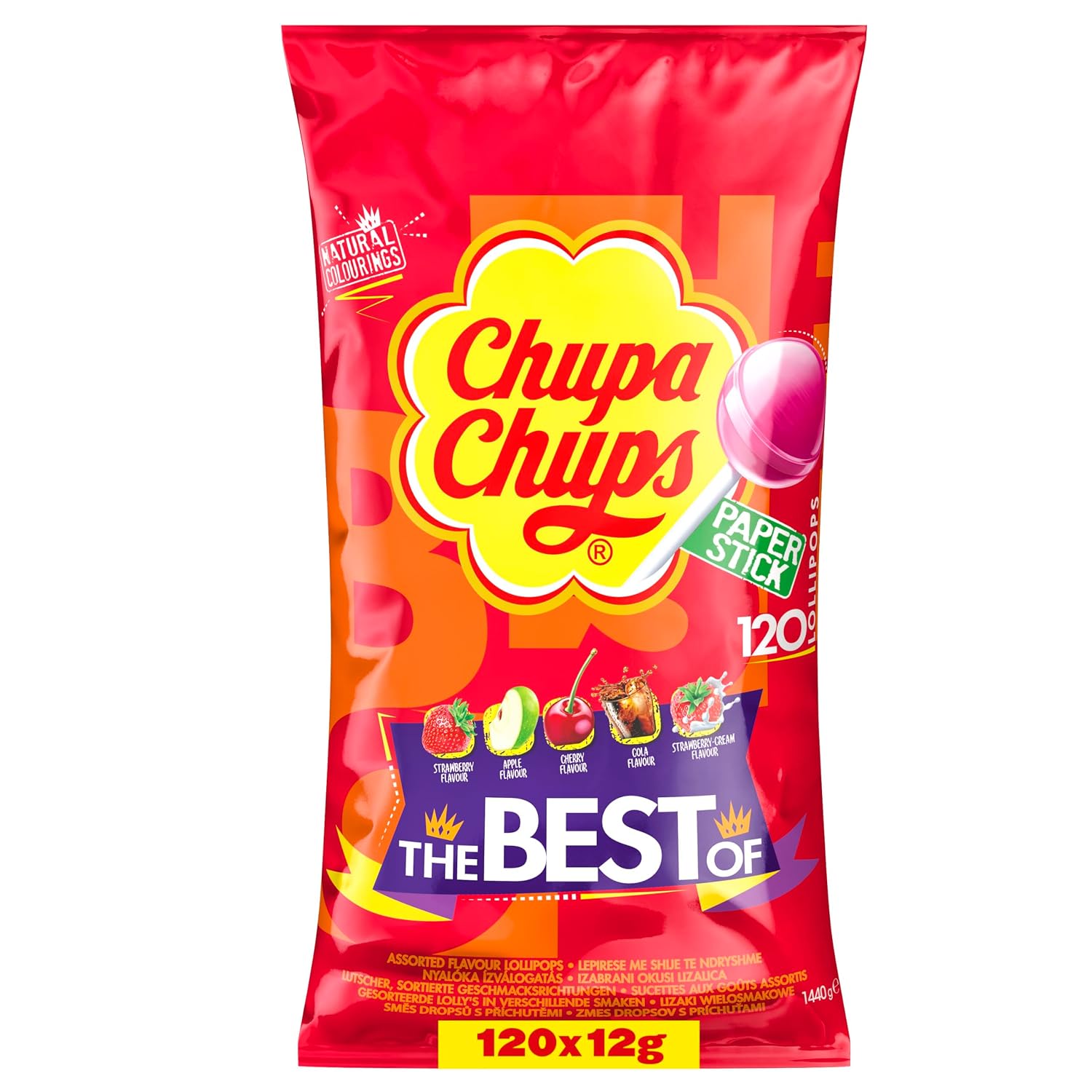 Detalle de Chupa Chups Best of Lollipop Beutel – 120 Lollis in 5 Geschmacksrichtungen