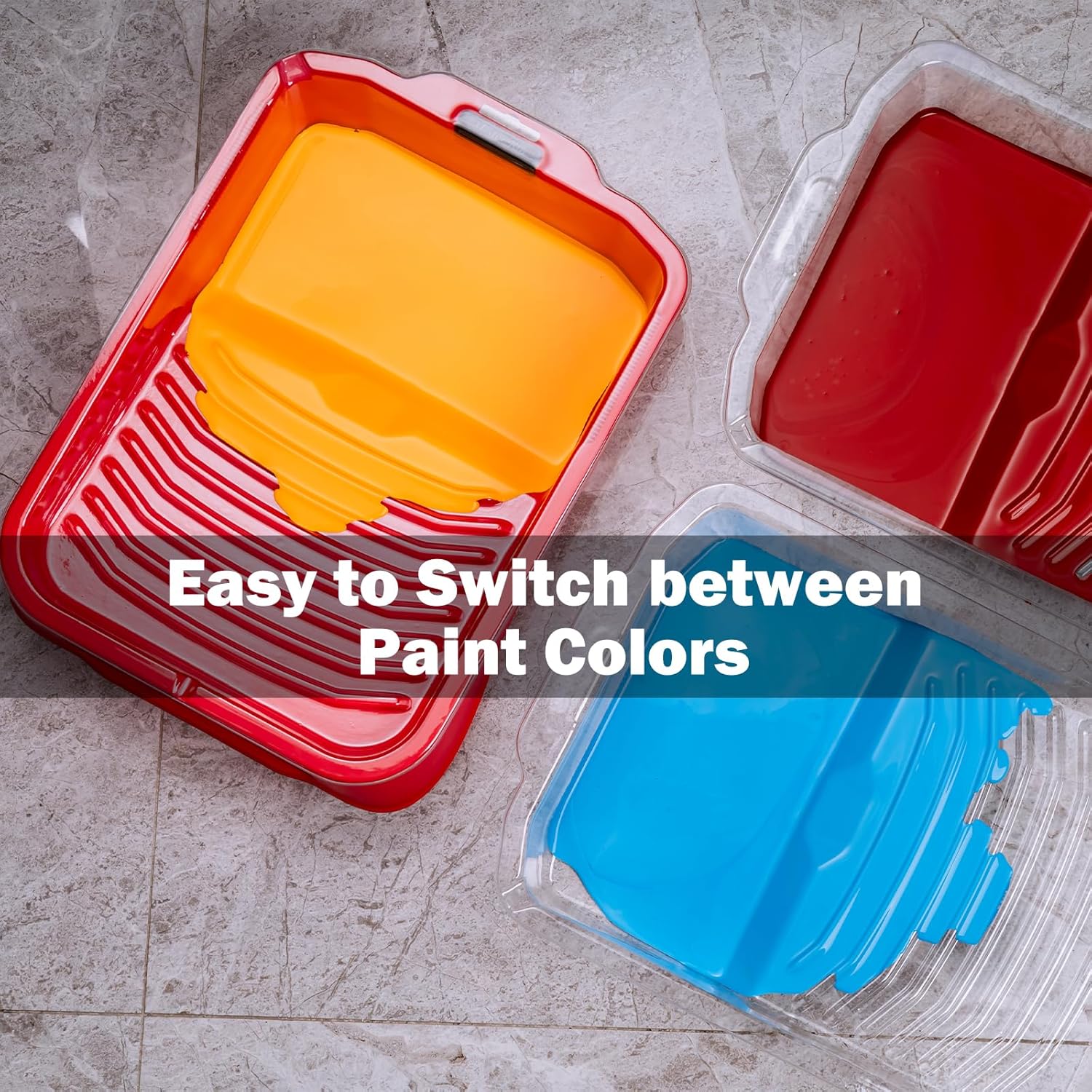 Thumbnail 5 de Mister Rui 6× Farbwannen inkl. Einweg-Einsätzen (44,2 × 32 cm) – Lackierwanne für Wandfarbe & Malerzubehör