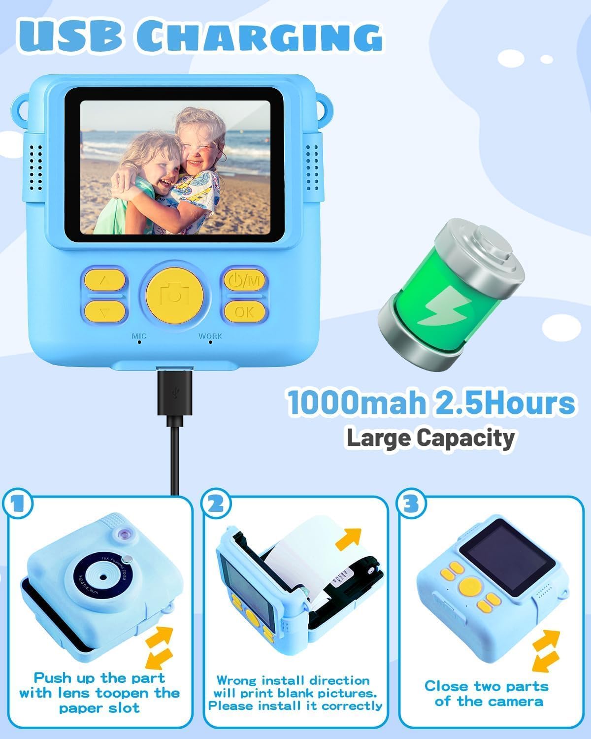 Thumbnail 6 de Instant Print Camera 1080P kids camera with 32GB