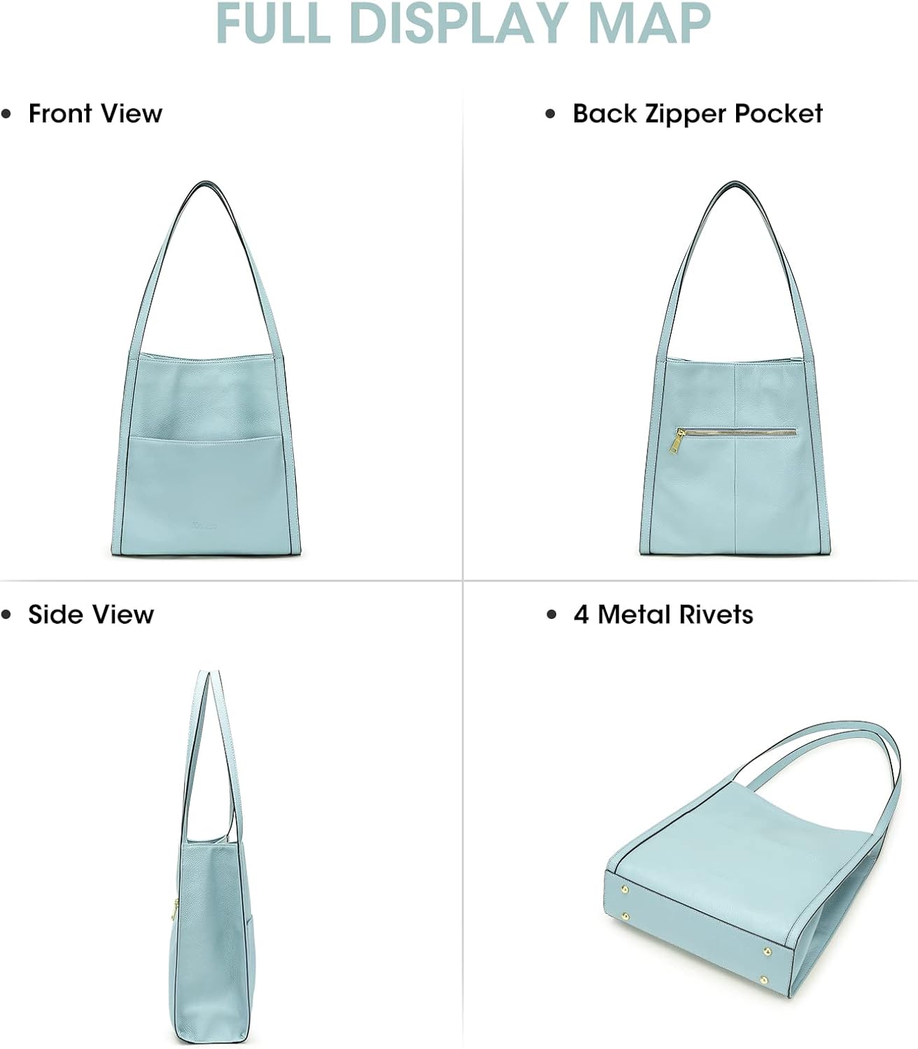 Detalle de Kattee Sac à bandoulière en cuir véritable pour femme – Sacs à main moyen format
