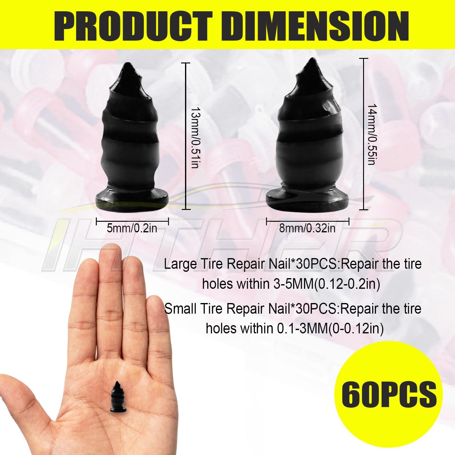 Thumbnail 2 de 61 PCS Tire Plugs Screw Type Kit with Screwdriver — Quick, DIY Tubeless Tire Repair
