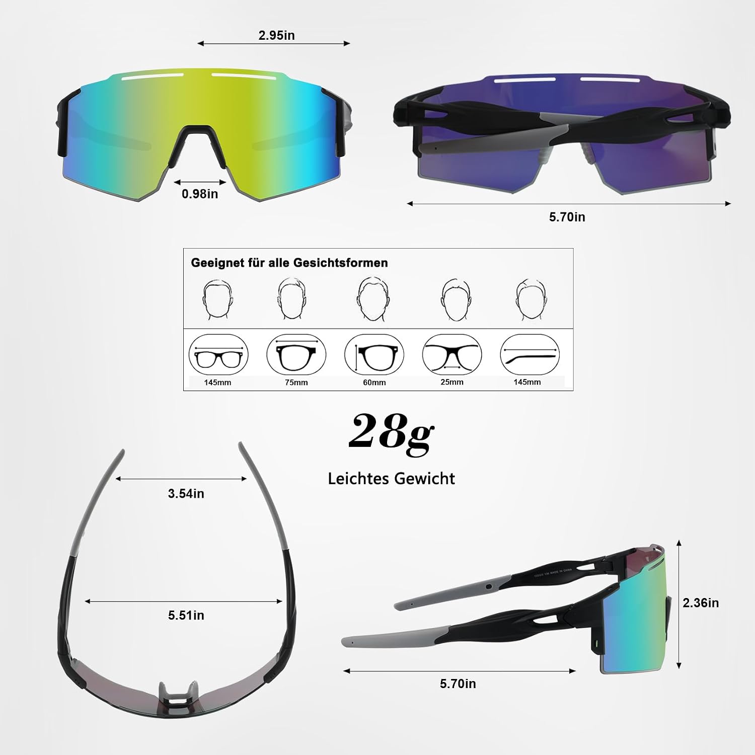 Detalle 2 de DUDUKING Sonnenbrille Fahrradbrille für Outdoorsport