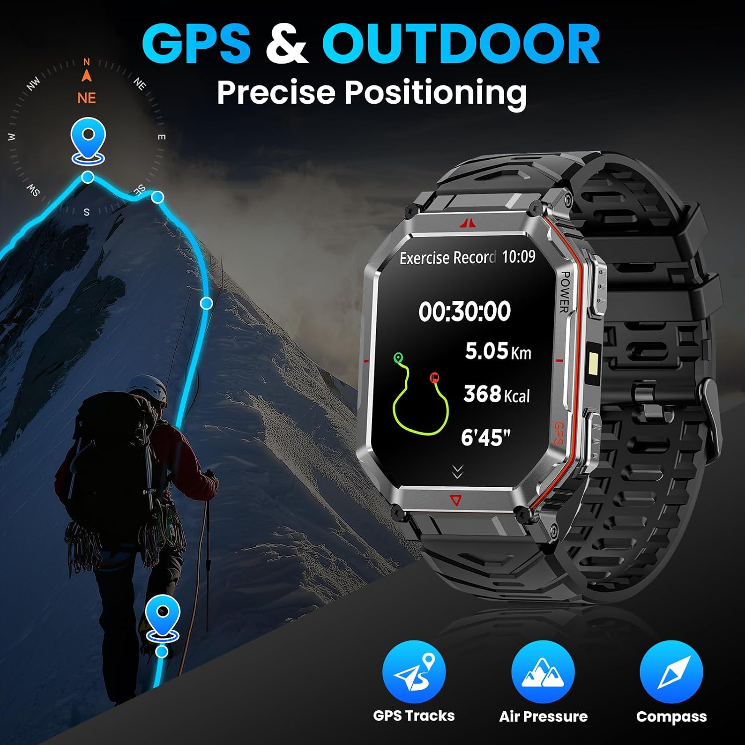 Detalle 2 de Military Smart Watch 2.01" HD GPS, GPT voice