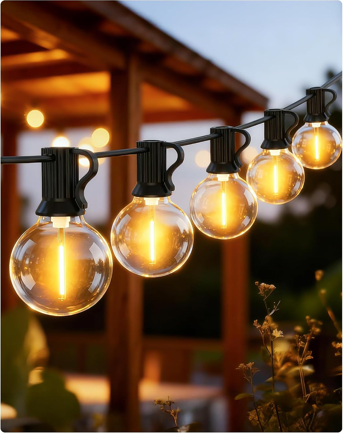 Detalle de EVXFG Catena Luminosa Esterno 9M con 12+1 LED G40 – Luci da Esterno IP44 per Giardino e Gazebo