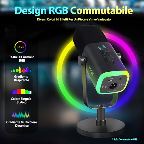 Detalle de FIFINE USB Gaming Microfono Dinamico per PC, PS4/PS5: versatile e pronto al streaming