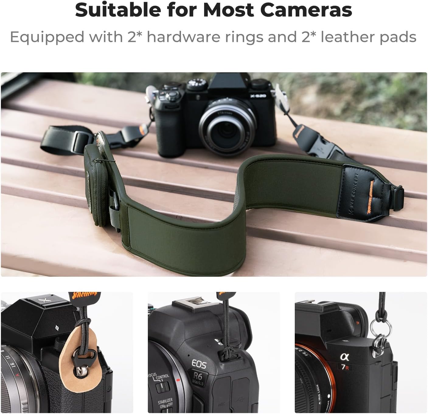 Thumbnail 2 de K&F CONCEPT tracolla per fotocamere con tasca per batteria e schede SD