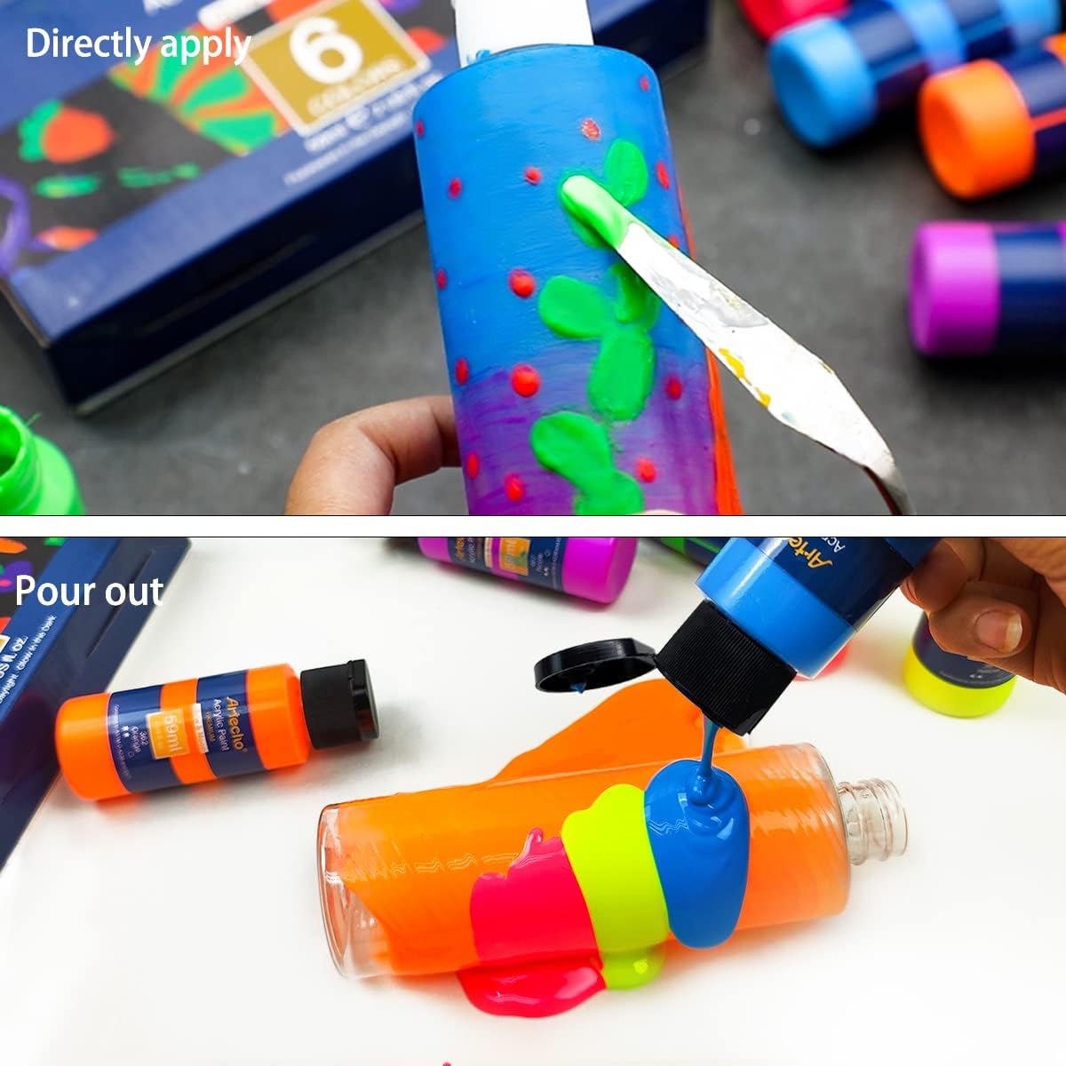 Thumbnail 4 de Artecho pinturas acrílicas fluorescentes 6×59 ml