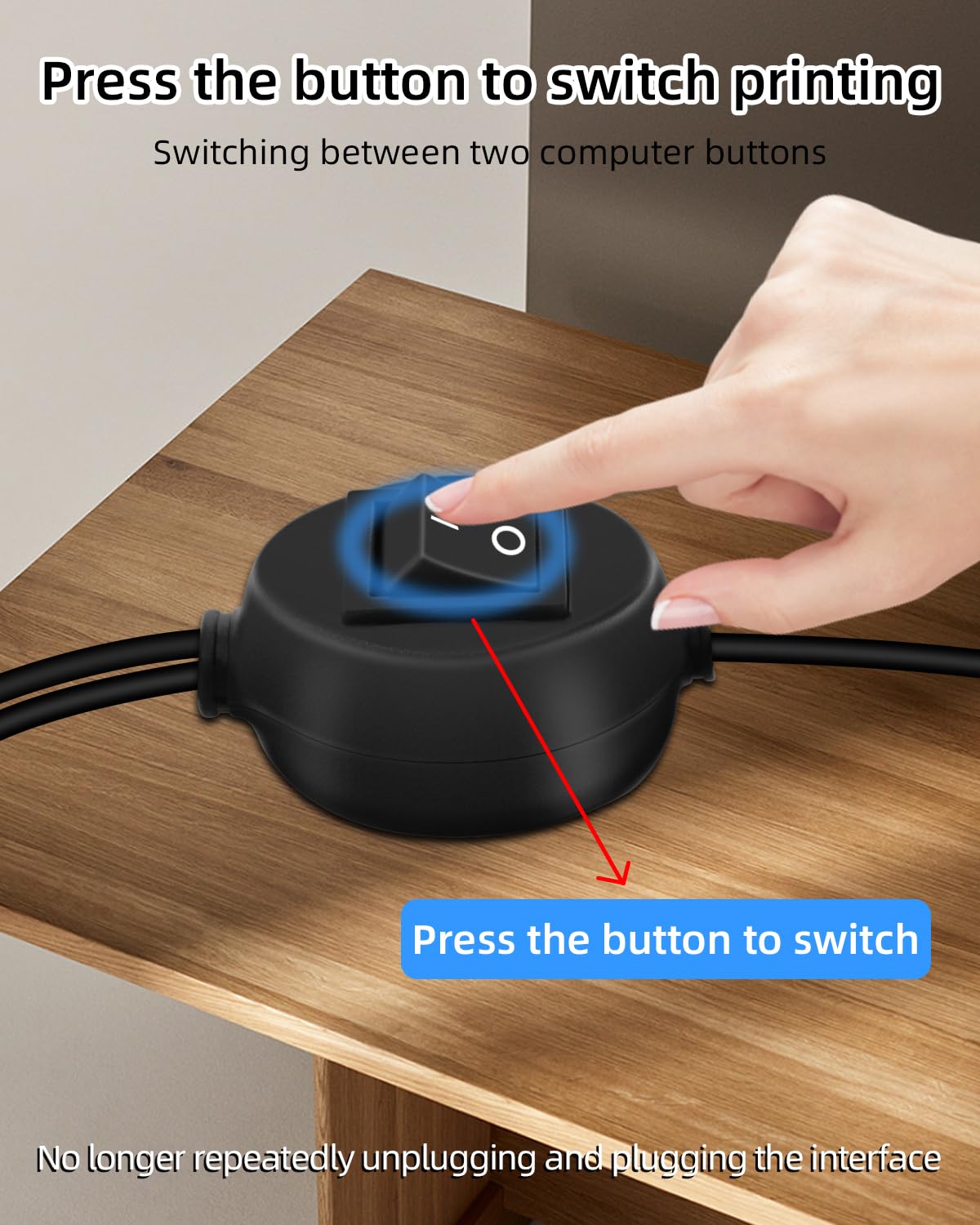 Thumbnail 2 de RIIEYOCA 4.5m Printer USB Cable with Toggle Switch — 2-in-1 USB-A to USB-B Shared Connection (2.5m USB-A + 2m USB-B)