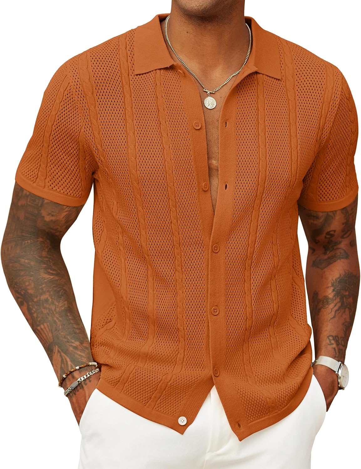 Thumbnail 5 de COOFANDY Knit Button Down Shirt