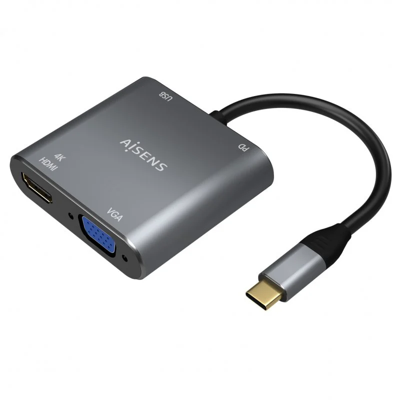 Detalle de Aisens A109-0626: Adaptador USB‑C a HDMI/VGA/USB‑C/USB 3.0 (15 cm) Gris
