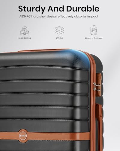 Detalle de Kono Large Hard Shell Suitcase: 28-Inch ABS+PC Check-In Luggage in Black