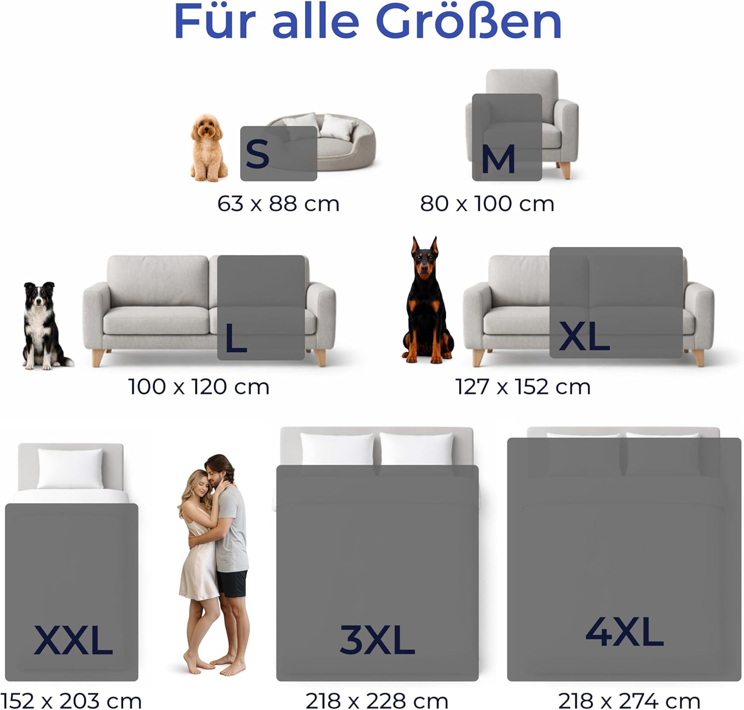 Thumbnail 4 de Dreamzie wasserdichte Hundedecke für Bett, Auto & Outdoor 100x120 cm – reversibel, maschinenwaschbar (dunkelgrau)