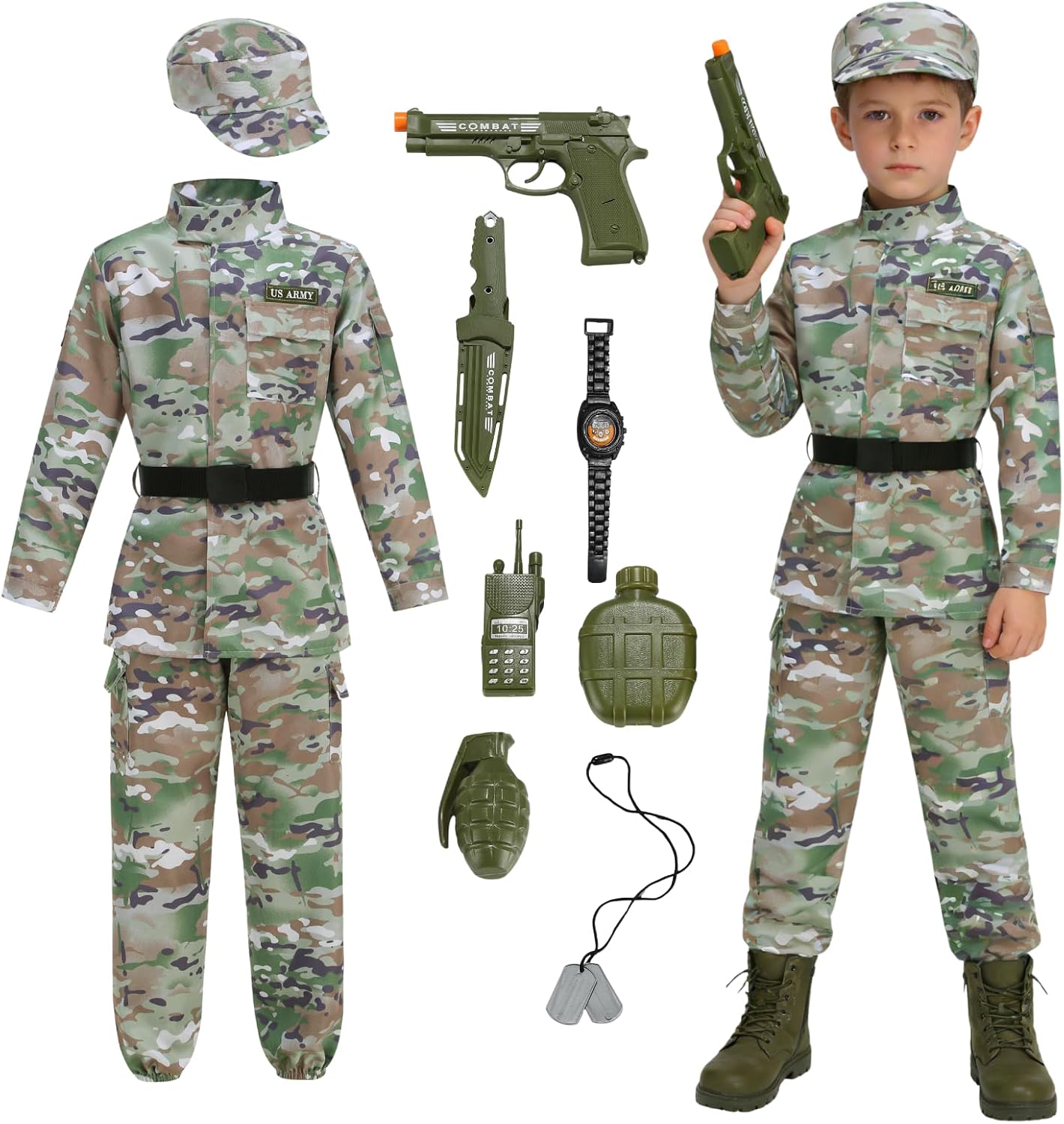 Thumbnail 6 de Yolsun Kids' Army Costume, 11-Piece Set
