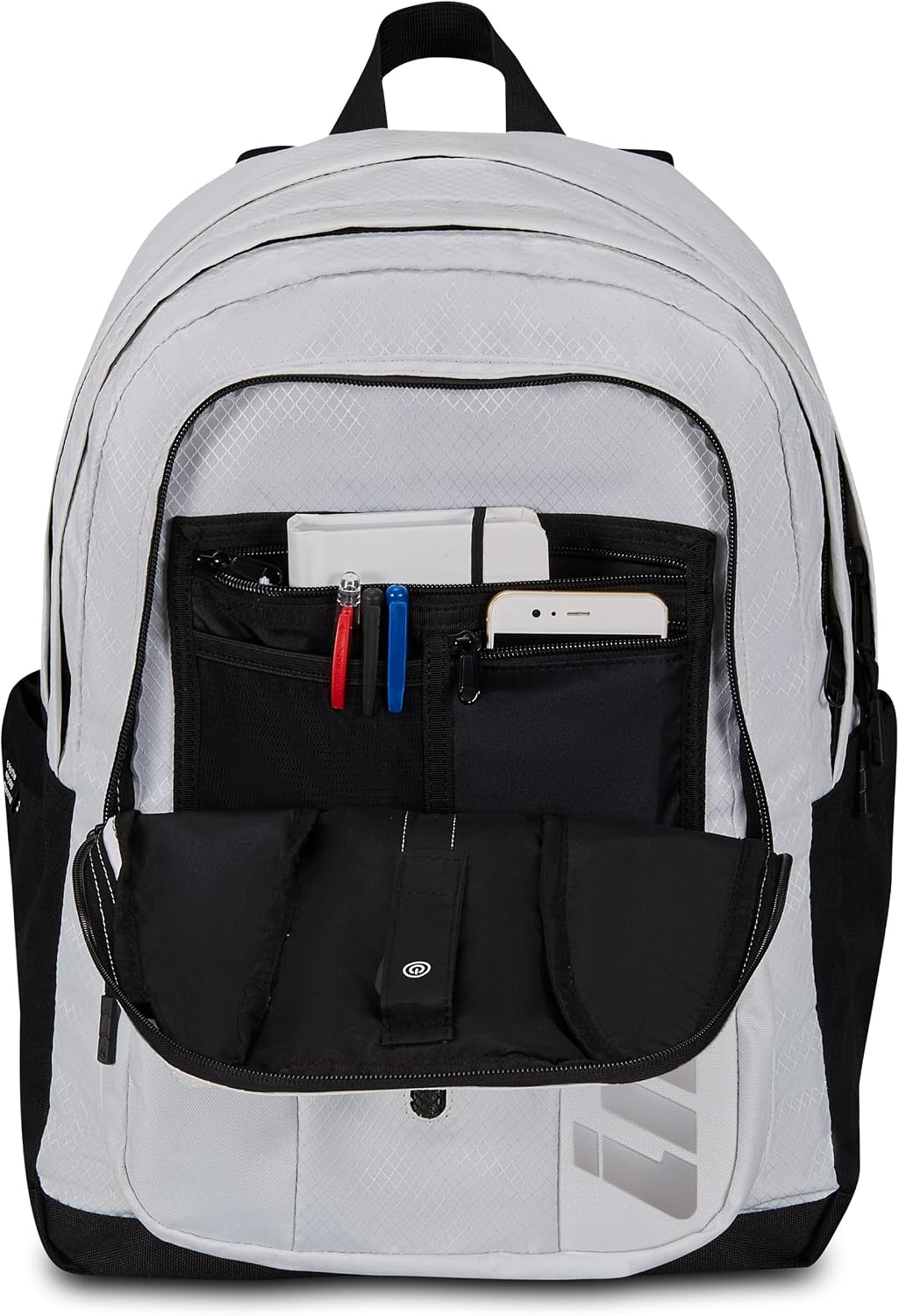 Detalle de Invicta Zaino JELEK Bianco con luci LED e tasche multifunzione, 32 x 43 x 25 cm